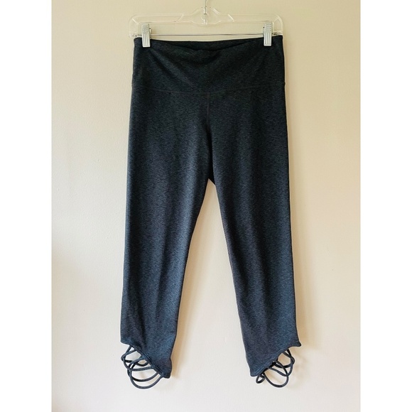 Joy Lab High Waist Crop Knotted Charcoal Gray Stretch Pull On Leggings, Size M - Picture 3 of 10